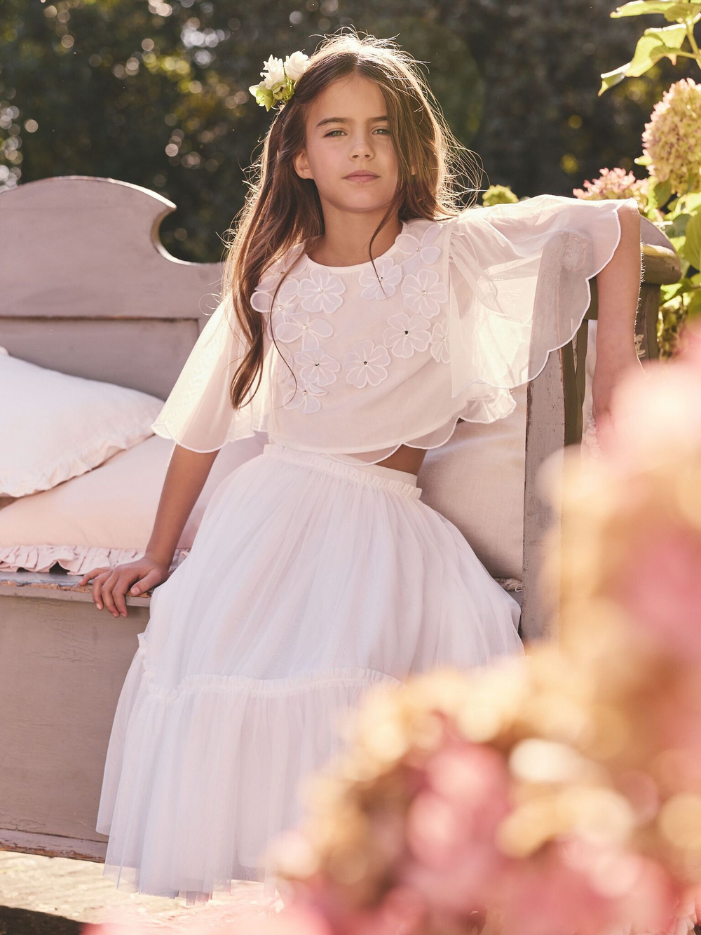 Топ и юбка в комплекте для девочки Next E58-302, Белый