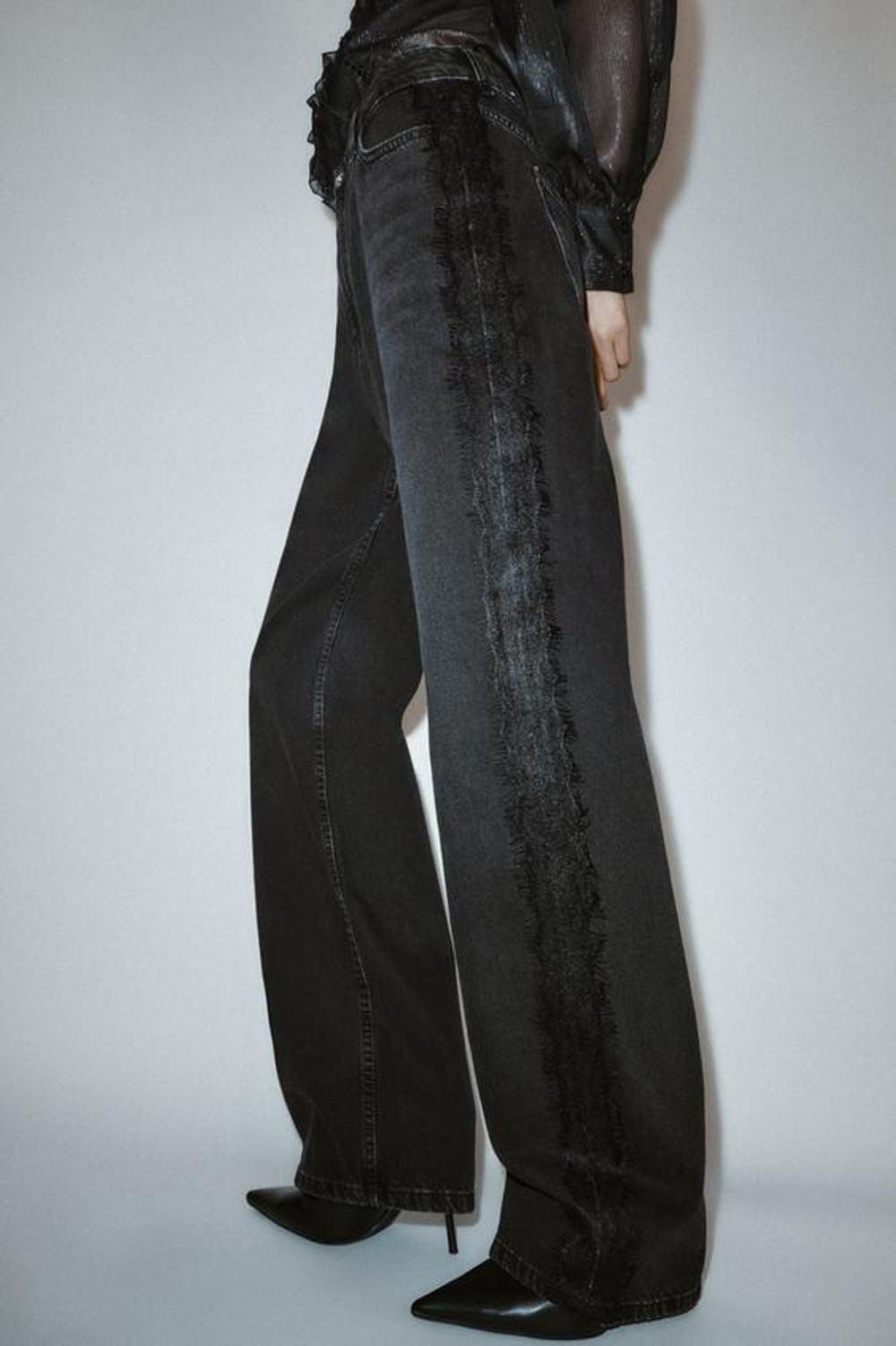 ZARA ДЖИНСЫ Z1975 REGULAR FIT С ВЫСОКОЙ ПОСАДКОЙ, ЧЕРНЫЙ