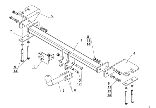 Фаркоп Avtos на SSANG YONG STAVIC (2013)(паспорт и сертификат в комплекте)(без электрики)SY 012