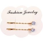 Невидимки для волос 2шт «Кристалы Агоры», стразики, цвет золото, 6см (блистер и пакет с подвесом)