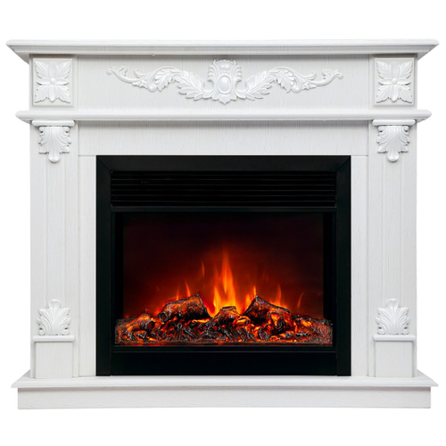 Электрокамин RealFlame Philadelphia 25,5/26 WT белое золото с очагом Moonblaze Black
