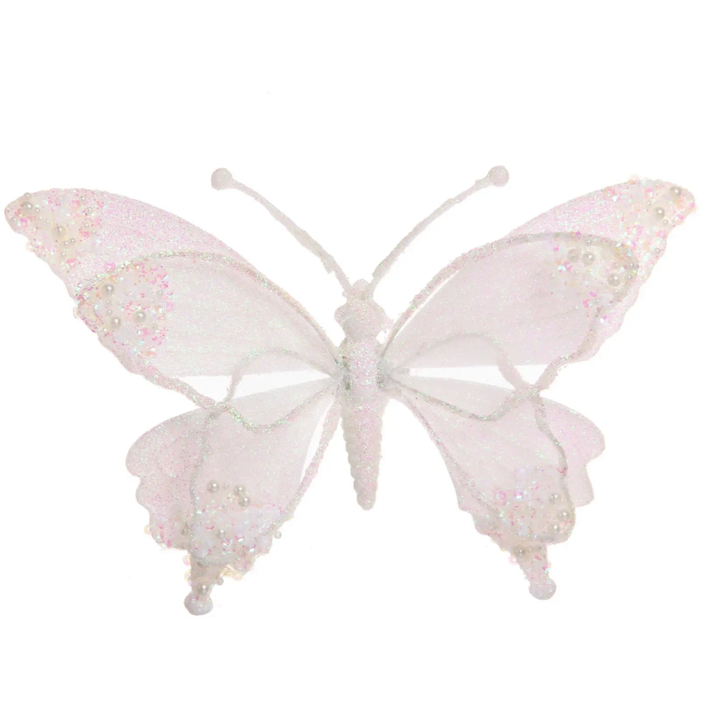 Украшение новогоднее «Бабочка - Изящный полет» 24.5*9*17 см, Белый