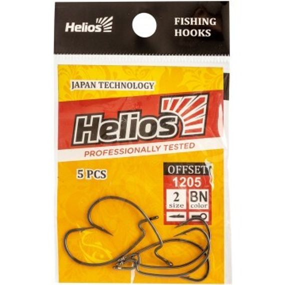 Крючок офсетный №2 цвет BN (5шт) Helios (HS-1205-2)