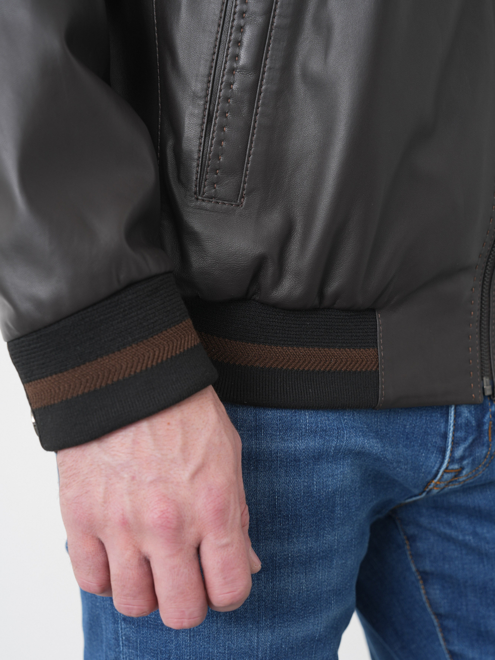 KHIMEONE Мужская кожаная демисезонная куртка (натуральная кожа наппа)