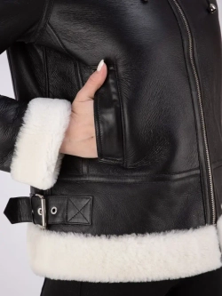 Дубленка женская натуральная короткая с капюшоном Турция