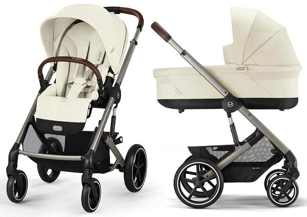 Коляска Cybex Balios S Lux TPE complete Cloud G Fog Grey 3 в 1 Seashell Beige с дождевиками
