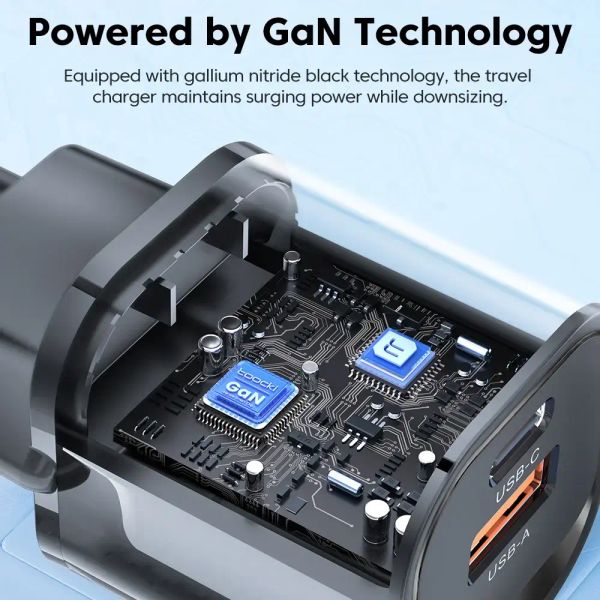 Адаптер питания Toocki 33Вт (Type-C + USB-A) Фиолетовый