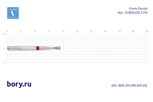 Бор алмазный красный Frank Dental типа FG - D.806.012.F.FG