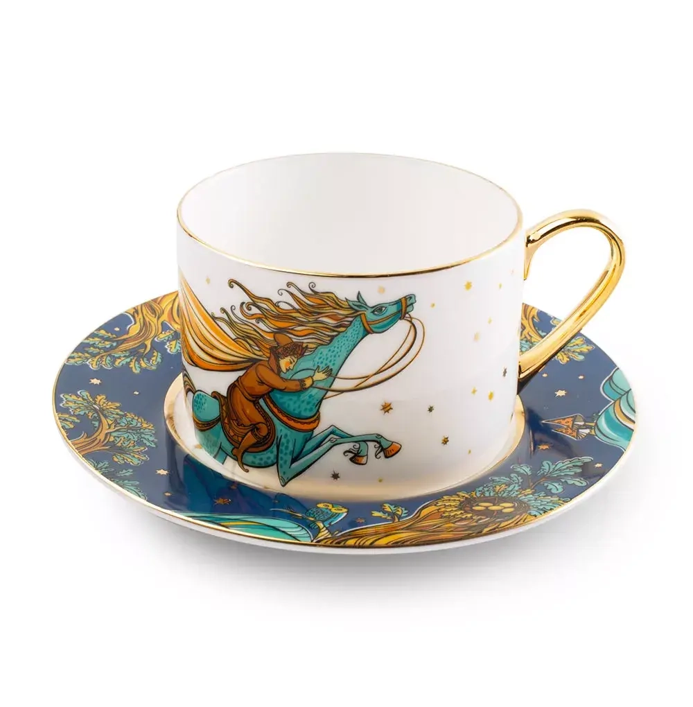 Чашка с блюдцем 250 мл, форма Идиллия, рисунок Конек-горбунок день, арт. 81.33382.00.1