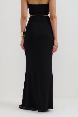 Юбка с драпировкой на бедрах из вискозы черного цвета