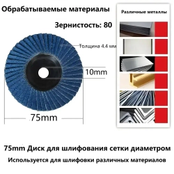 Набор дисков для мини УШМ 75mm, по металлу, дереву, пластику,набор из 5 предметов