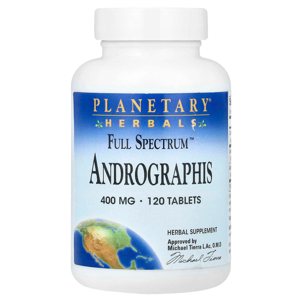 Planetary Herbals, Полный спектр, андрографис, 400 мг, 120 таблеток