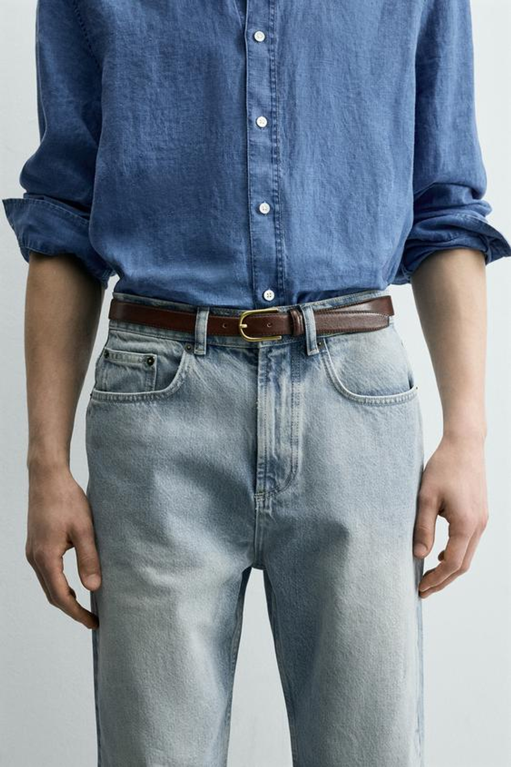 ZARA ДЖИНСЫ STRAIGHT ДЛИНОЙ ДО ЩИКОЛОТКИ, ГОЛУБОЙ