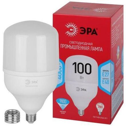 Лампа светодиодная высокомощная RED LINE LED POWER T140-100W-4000-E27/E40 R 100Вт Т140 колокол 4000К нейтр. бел. E27/E40 (переходник в компл.) 9800лм Эра Б0063880