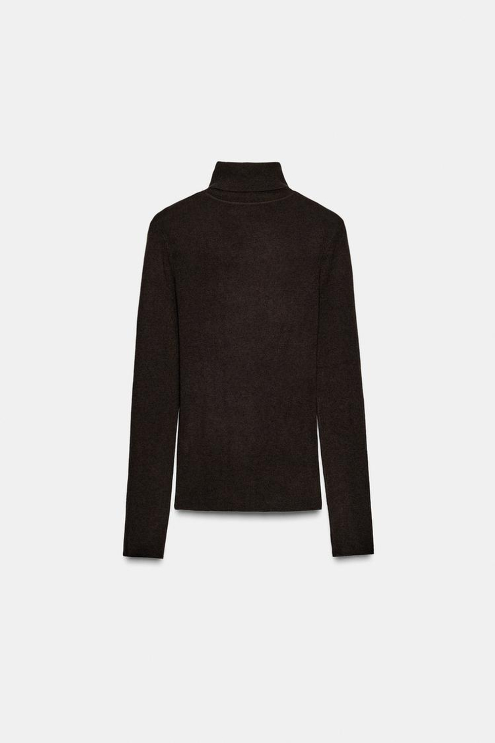 ZARA СВИТЕР ИЗ ШЕРСТИ С ВЫСОКИМ ВОРОТНИКОМ, ШОКОЛАДНЫЙ