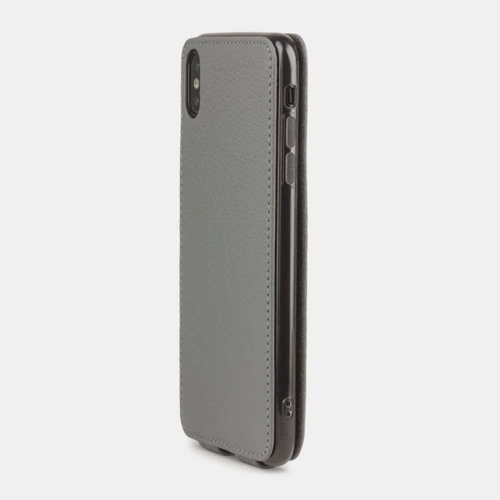 Чехол для iPhone XS Max из натуральной кожи теленка, стального цвета