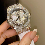 DAVENA Possession Collection Dreamy Butterfly Mother Of Pearl Tray Quartz Movement Genuine Leather Strap Watch