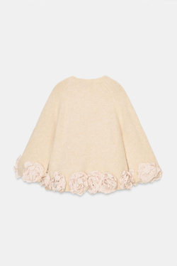 ZARA СВИТЕР С КОНТРАСТНЫМИ ЦВЕТОЧНЫМИ ДЕТАЛЯМИ, ТЕЛЕСНО-РОЗОВЫЙ