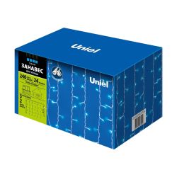 ULD-C2030-240-TWK BLUE IP67 Занавес светодиодный с эффектом мерцания. 3х2м. Соединяемый. 240 светодиодов. Синий свет. Провод белый. TM Uniel.