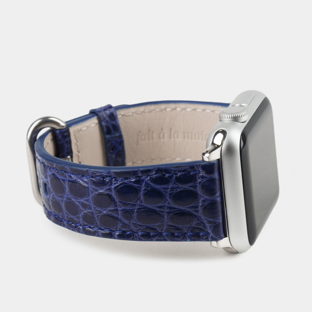 Ремешок для Apple Watch 40/41/42 mm из кожи аллигатора, цвета синего лак