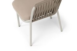 "Бордо" стул плетеный из роупа, каркас алюминий светло-серый (RAL7035) шагрень, роуп серо-коричневый 23мм, ткань Neo ash