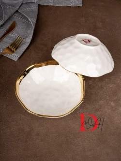 Набор из 6 глянцевых тарелок глубоких мятый фарфор 15 см