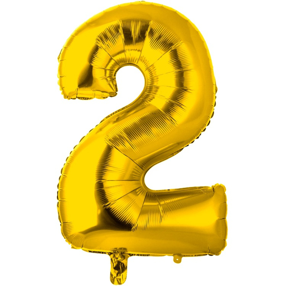 Шар фольгированный Цифра 2 66 см (Золотой)