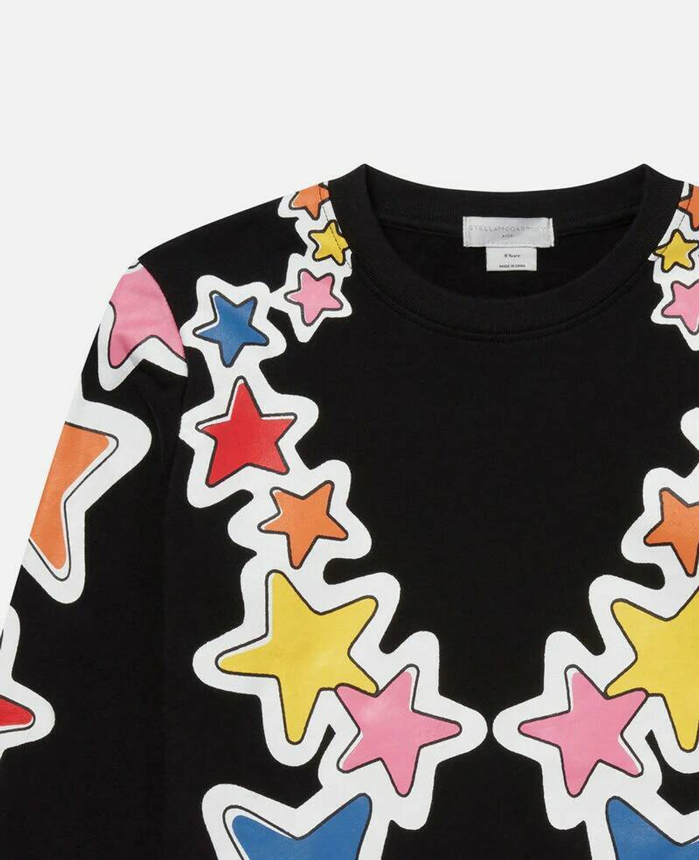 Свитшот + брюки трикотажные STELLA McCARTNEY Черный/Термопринт: разноцветные звезды Девочка
