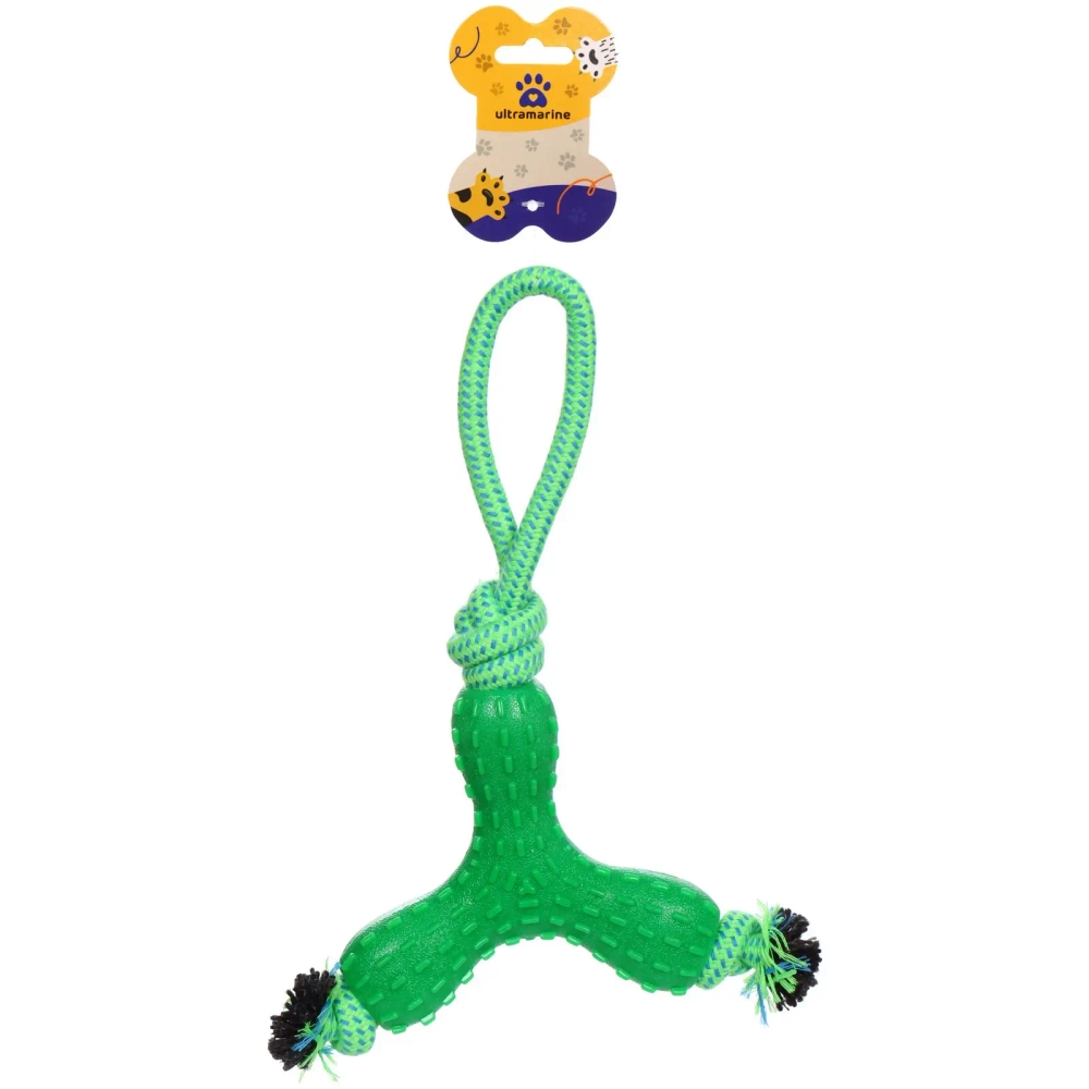 Игрушка-канат для крупных пород собак «Счастливый хвост!», цвет зеленый, 32*14*3см/145гр