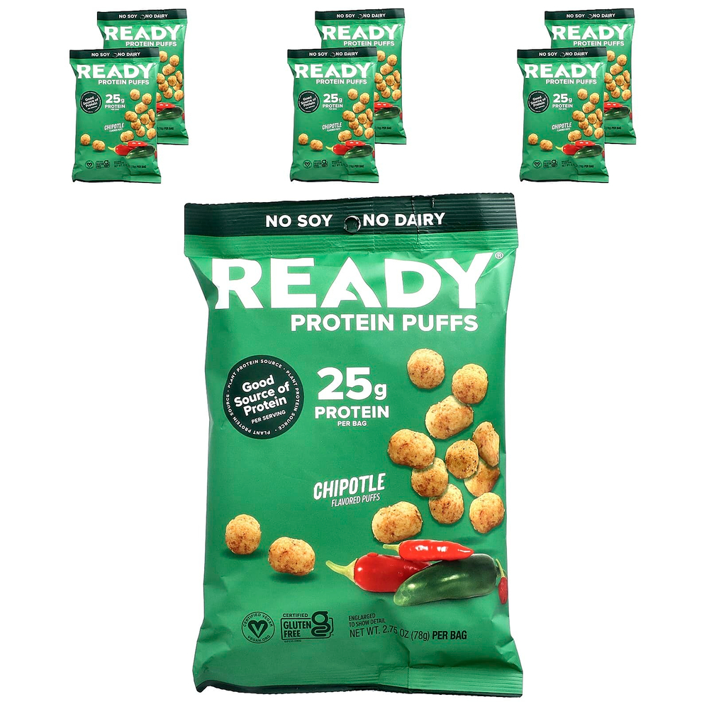 Ready, Protein Puffs, Chipotle, 6 пакетиков по 78 г (2,75 унции)