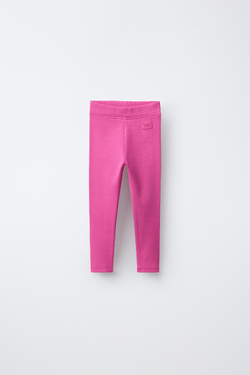 ZARA ЛЕГИНСЫ В РУБЧИК С НАШИВКОЙ, ЦВЕТ ФУКСИИ