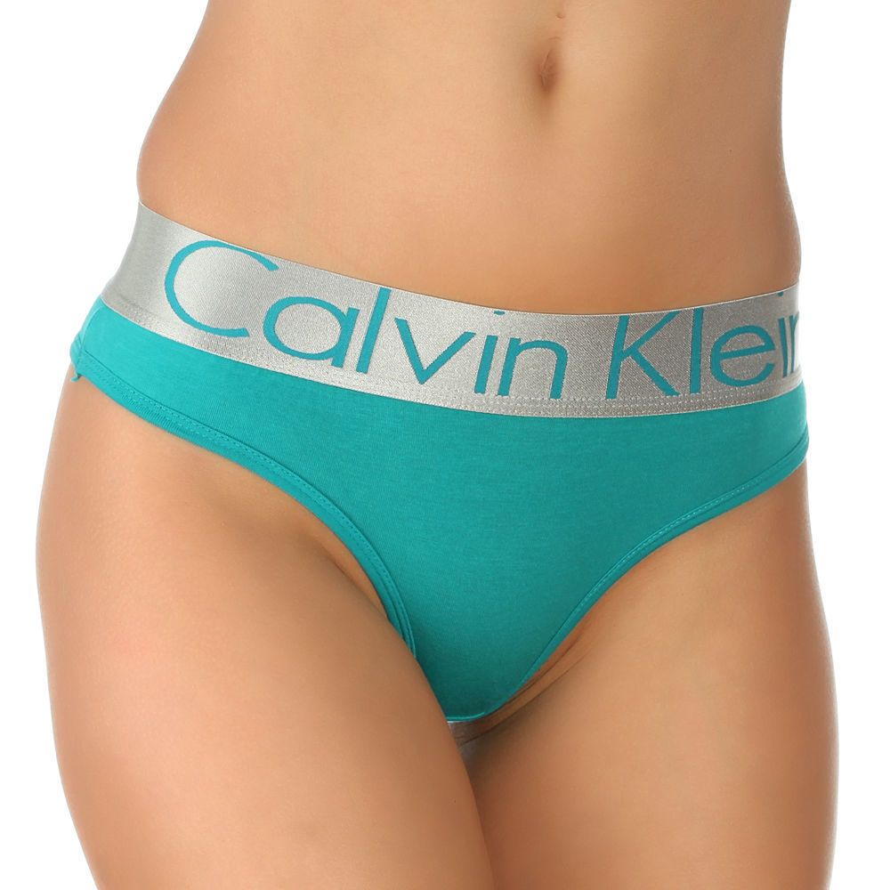 Женские трусы стринги зелено-бирюзовые Calvin Klein Women String Green-  Tourquoise