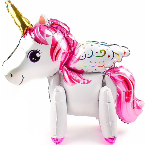 Шар 3D (23''/58 см) Фигура, Единорог с крыльями, Ярко-розовый, 1 шт. в уп.