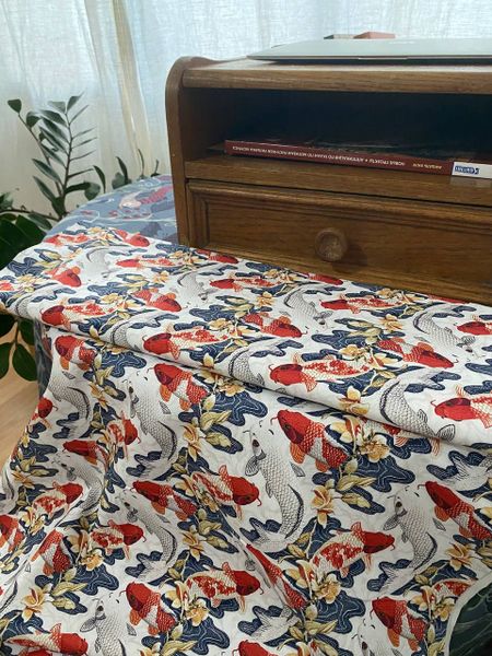 КАРПЫ КОИ, на белом, 100% хлопок 2