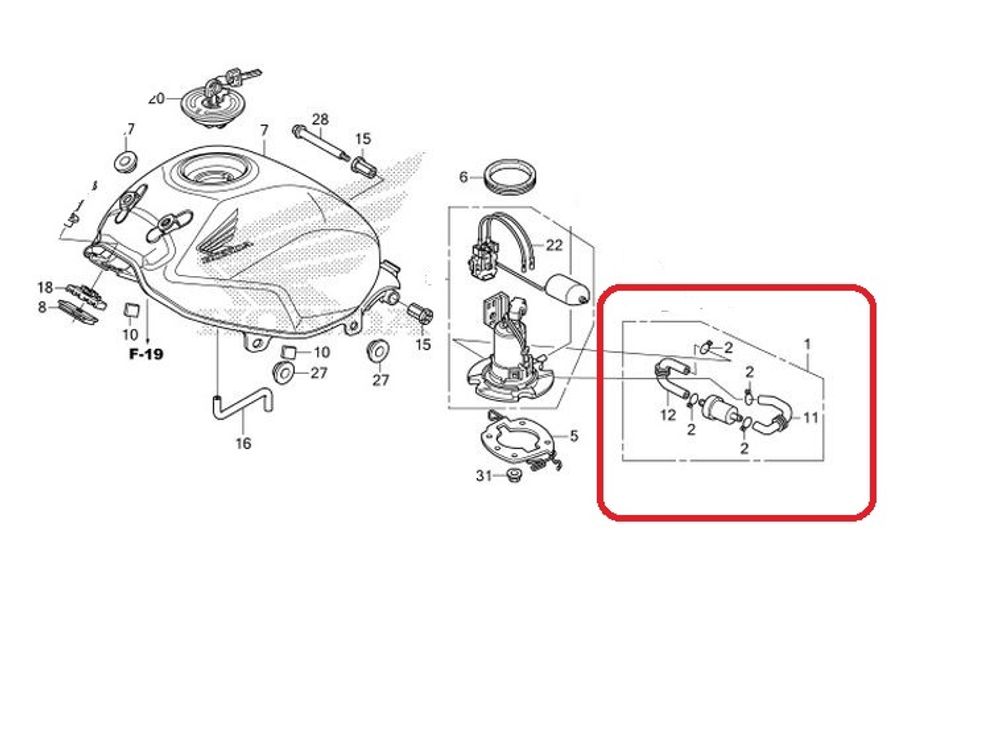 06160-KPP-T00 (06160-KPP-T001).  FILTER KIT, FUEL, Honda CBR125, CBR150