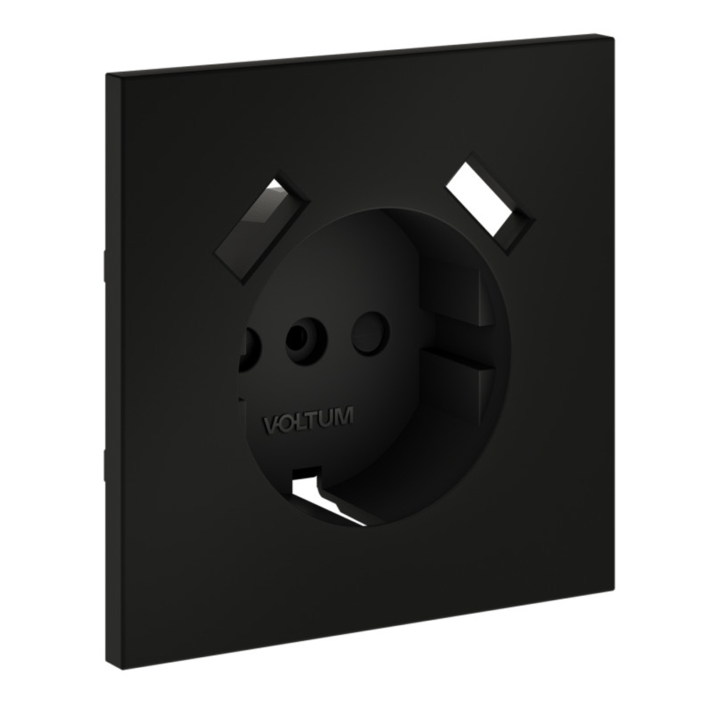 Накладка для розетки с заземлением и защитными шторками, с USB A+A, S70 (черный матовый)