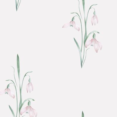 Винтажные подснежники. Пыльно-розовый фон. Средний масштаб