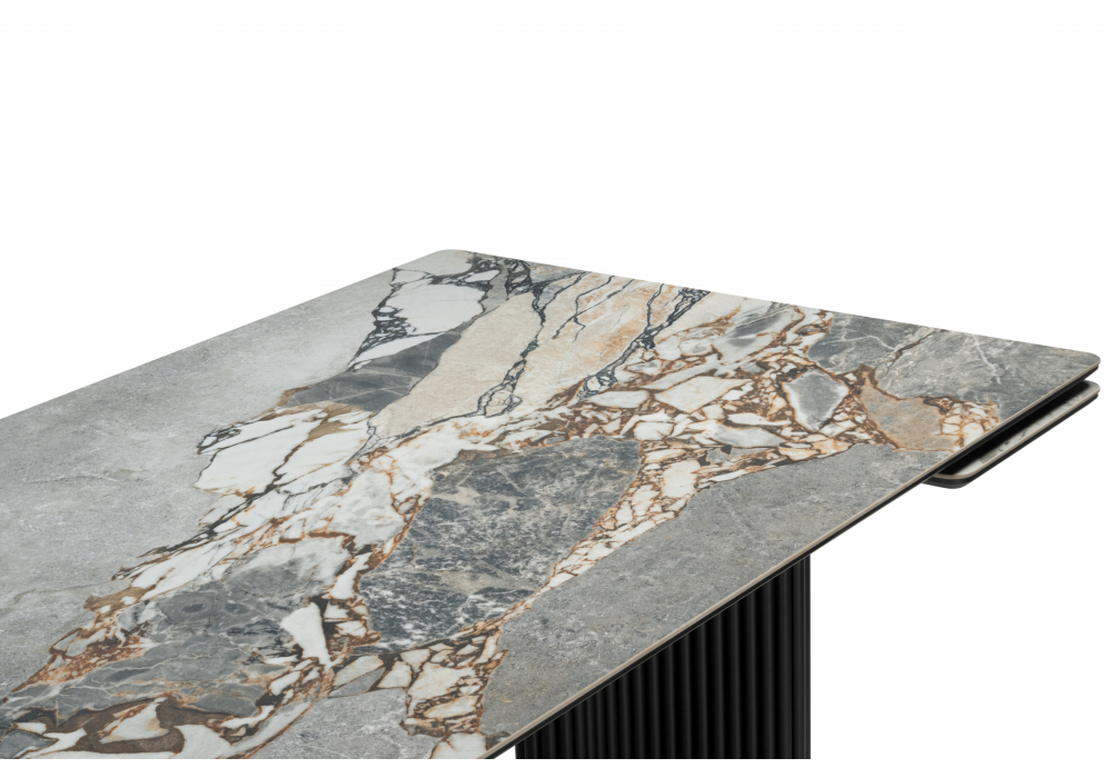 Керамический стол Woodville Мален 240x110 mineral stone baldoser, черный, ножки черные