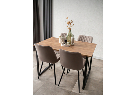 Стол деревянный Woodville Лиман 117 х 77 дуб крафт золотой, черный матовый, ножки черные