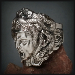 Кольцо "Медуза Горгона" мельхиор , 19 - 21 р