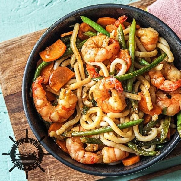 Удон с креветками и овощами - от Рыбного Мурманна!