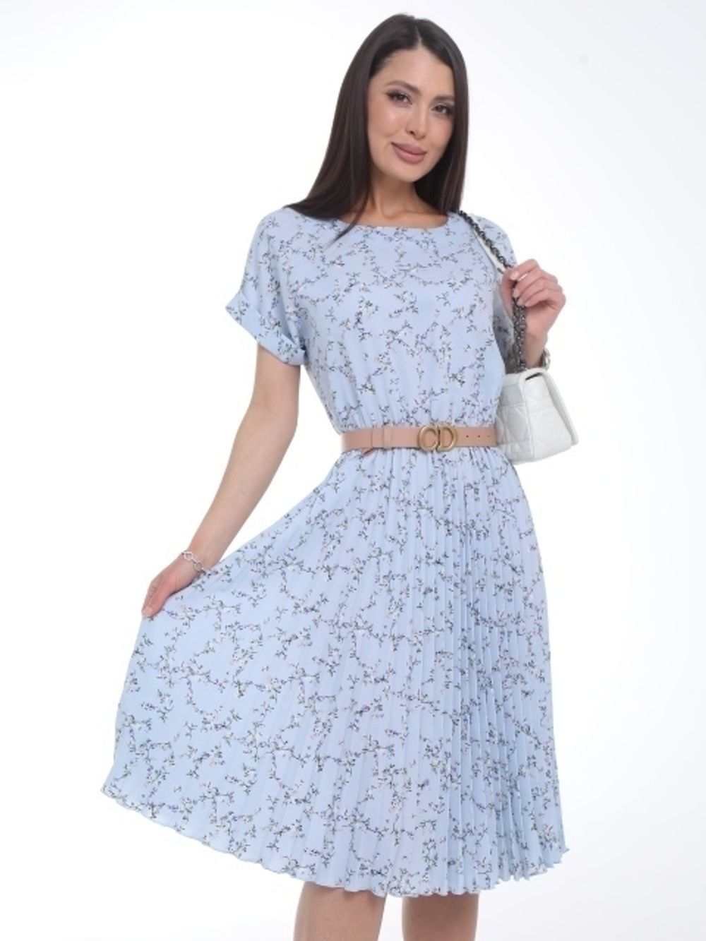 Платье Сабрина (гофре,небесный) Diolche (Акция)