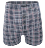 Трусы-боксеры свободного кроя в клетку (Размер: L) (Цвет: серый)