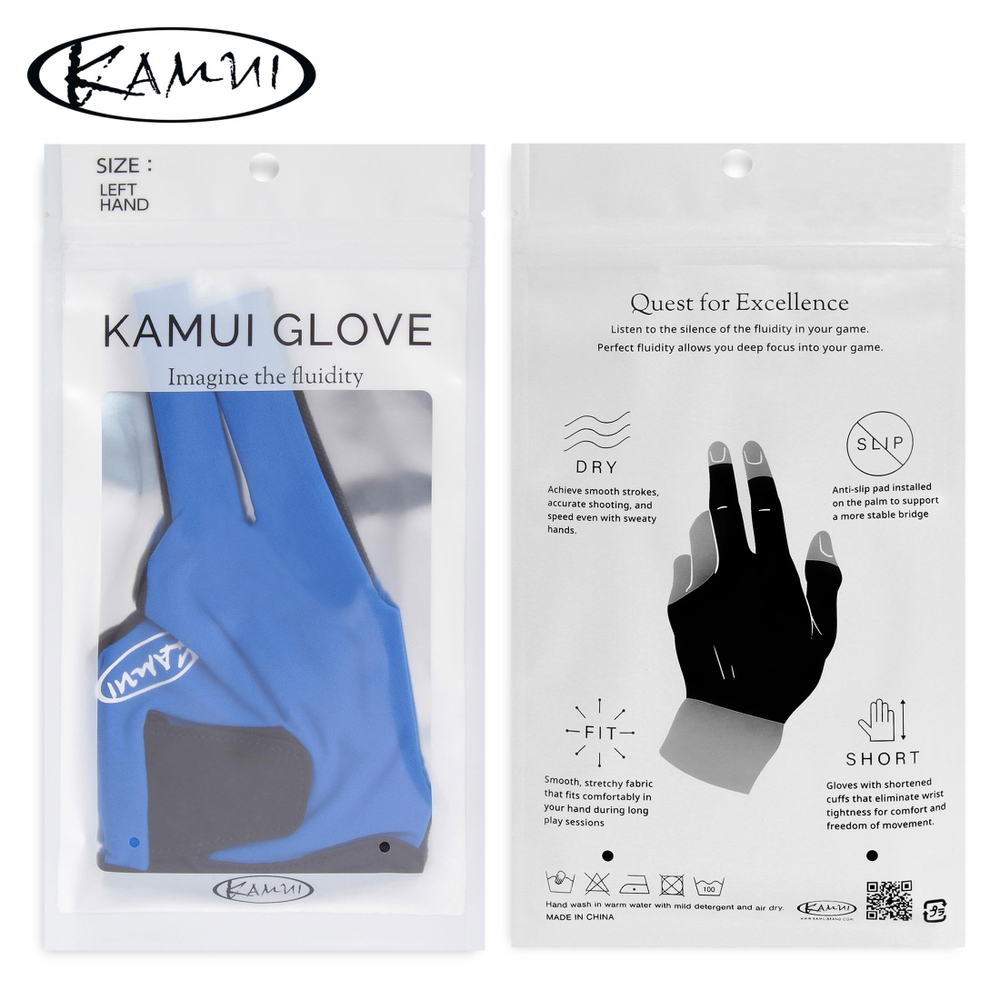 Перчатка для бильярда "Kamui QuickDry Short" синяя/черная левая L