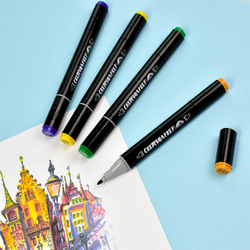 Набор скетчмаркеров двусторонних арт. 53907 / КВОККА (24 цв., размер бокса: 12х16,5х8,5 см, цвет корпуса: чёрный, материал: полипропилен, фетр (полиэстер), состав чернил: на спиртовой основе, толщина наконечников: "долото" - 6,2 мм, "тонкий" - 1 мм,