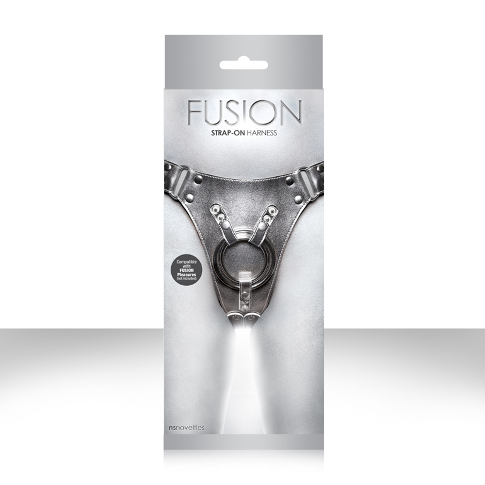 Серебристые страпон-трусики Fusion Strap On Harness для крепления фаллоимитаторов (Цвет: серебро)