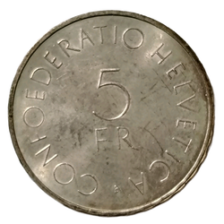 Монета Швейцарии 5 франков 1963 "100-летие Красного Креста"