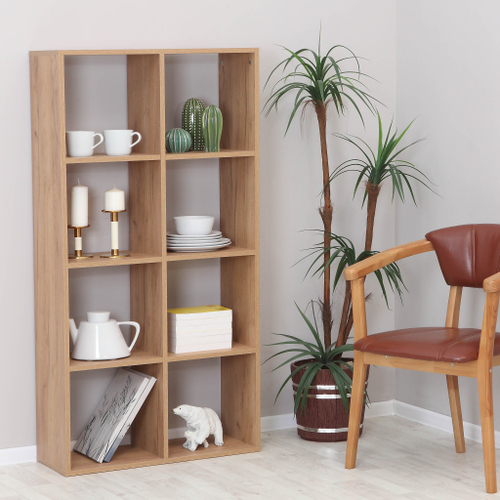 МФ.01.08.000 Стеллаж 8 ячеек 710х300х1400 Дуб крафт золотой К003PW Элегия