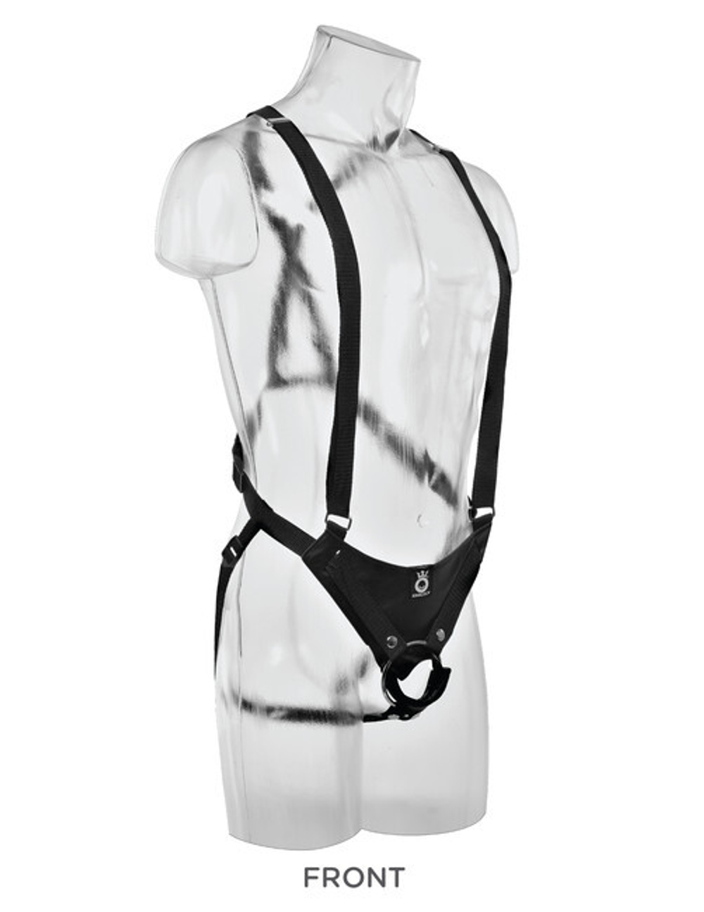 Страпон система с насадкой сдвоенный фаллос King Cock 11 Two Cocks One Hole Hollow Strap-On Suspender System (Цвет: телесный с черным)