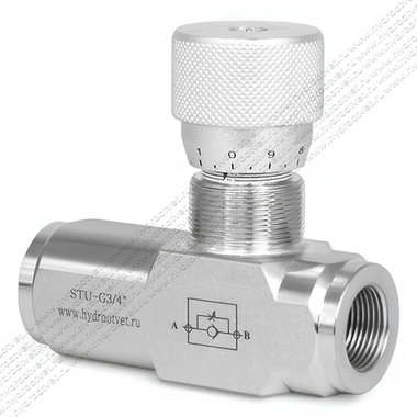 STU-G3/4-1111-1 - Дроссель трубного монтажа c рукояткой, G3/4, с обратным клапаном